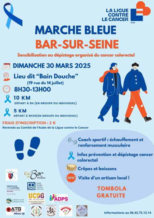 Mars Bleu : Marches contre le cancer du côlon (Dimanche 30 mars - Bar sur Seine, 10, Aube)