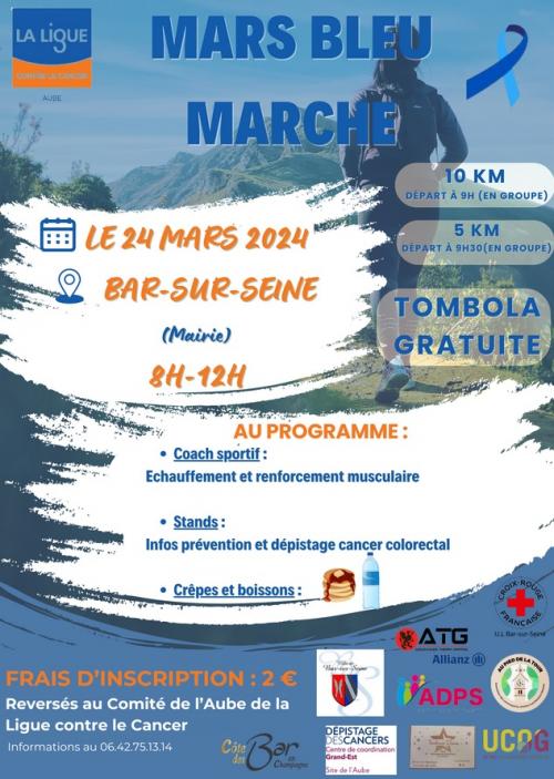 Mars Bleu : Marche contre le cancer de l'intestin (Dimanche 24 mars - Bar sur Seine, 10, Aube)