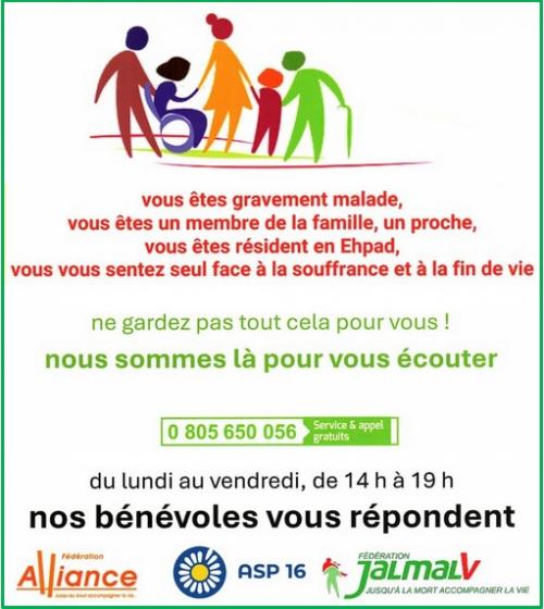 Plateforme nationale d'écoute téléphonique JALMALV (Jusqu’A La Mort Accompagner La Vie)
